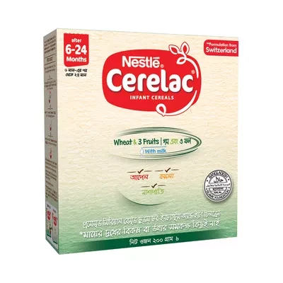 Nestle Cerelac 1 Wheat & 3 Fruits Baby Food (6 M+) 200 gm