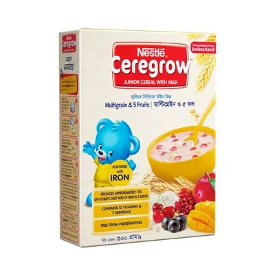 Nestlé Ceregrow 5 Fruits Junior Cereal With Milk 5+Y 300 gm